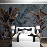 custom-mural-wallpaper-papier-peint-papel-de-parede-wall-decor-ideas-for-bedroom-living-room-dining-room-wallcovering-Retro-Nostalgic-Abstract-Leaves-tropical-rainforest