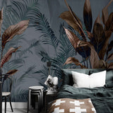custom-mural-wallpaper-papier-peint-papel-de-parede-wall-decor-ideas-for-bedroom-living-room-dining-room-wallcovering-Retro-Nostalgic-Abstract-Leaves-tropical-rainforest