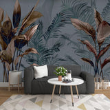 custom-mural-wallpaper-papier-peint-papel-de-parede-wall-decor-ideas-for-bedroom-living-room-dining-room-wallcovering-Retro-Nostalgic-Abstract-Leaves-tropical-rainforest