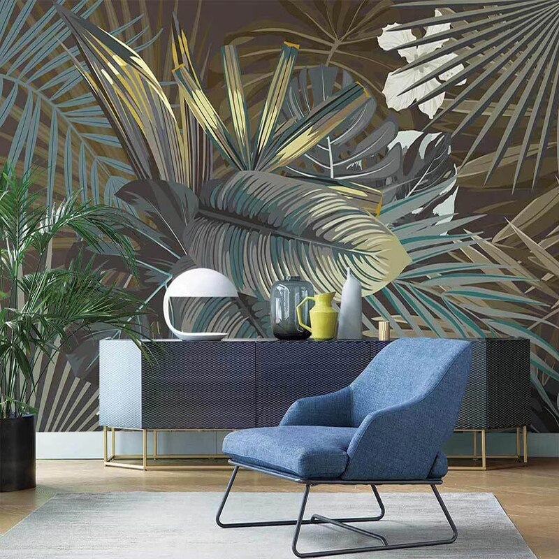 custom-mural-wallpaper-papier-peint-papel-de-parede-wall-decor-ideas-for-bedroom-living-room-dining-room-wallcovering-tropical-Plant-Banana-Leaf-vintage