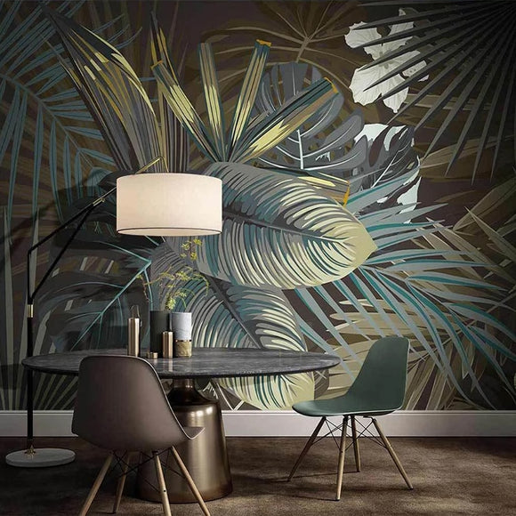 custom-mural-wallpaper-papier-peint-papel-de-parede-wall-decor-ideas-for-bedroom-living-room-dining-room-wallcovering-tropical-Plant-Banana-Leaf-vintage