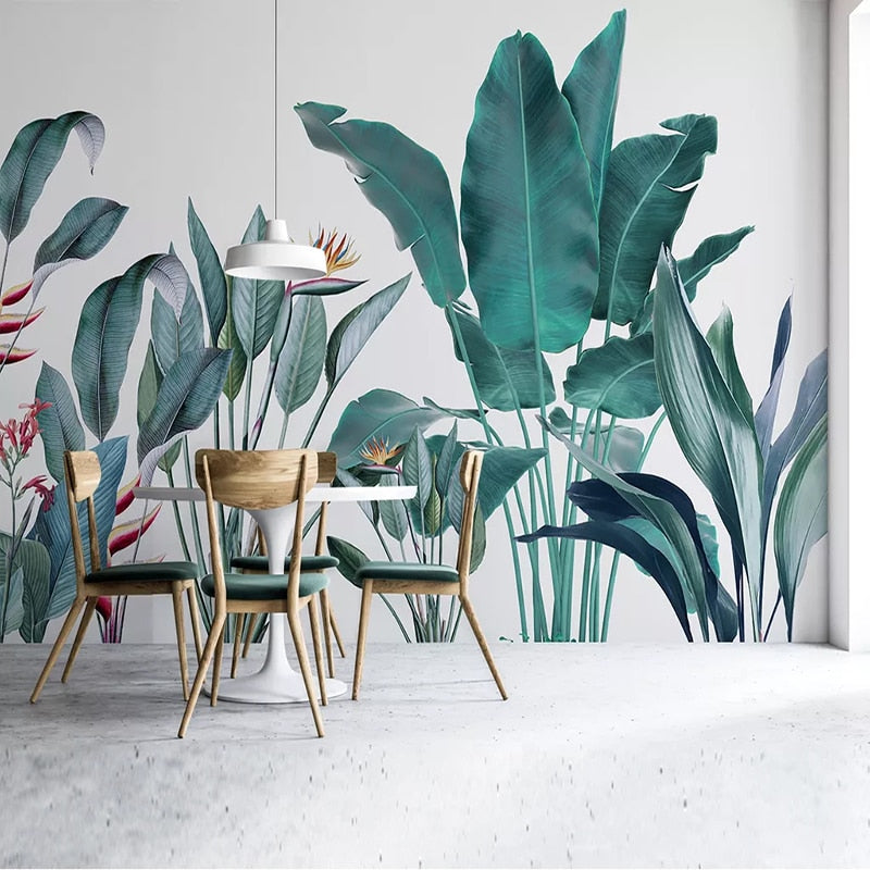 Custom Wallpaper Mural Hand Painted Banana Leaf Wall Decor | BVM Home