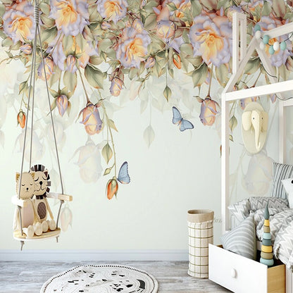 custom-mural-wallpaper-papier-peint-papel-de-parede-wall-decor-ideas-for-bedroom-living-room-dining-room-wallcovering-flowers-floral-roses-butterfly