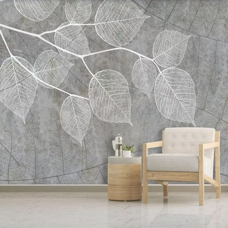 custom-3d-photo-wallpaper-nordic-modern-hand-painted-grey-leaf-mural-wall-papers-home-decor-living-room-bedroom-murals-wallpaper-papier-peint