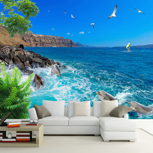 custom-wall-mural-wallcovering-nature-landscape-wallpaper-sea-view-blue-sky