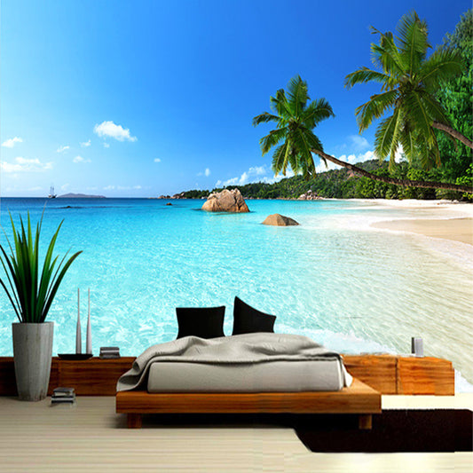 Custom-wall-mural-beach-scenery-landscape-wallpaper-sea-view-blue-sky