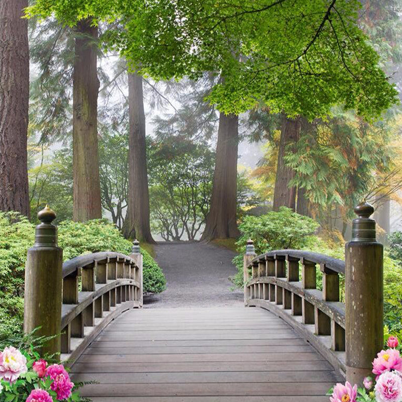 Small Forest Bridge Custom 3D Wallpaper Mural Small Bridge Forest Landscape | BVM Home