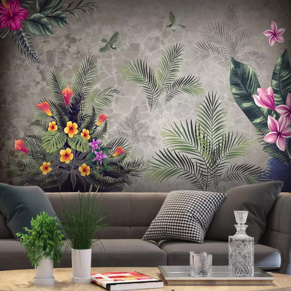 custom-3d-photo-wallpaper-vintage-pastoral-tropical-rain-forest-flowers-birds-background-wall-painting-living-room-bedroom-decor