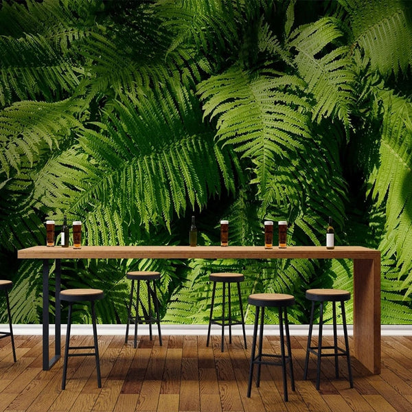 Custom Wallpaper Mural Modern Green Plant Leaves | BVM Home