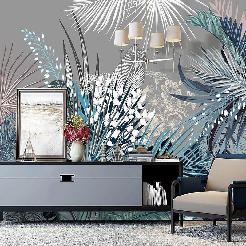 custom-3d-wall-mural-nordic-ins-hand-painted-retro-tropical-plant-palm-leaf-southeast-asian-indoor-background-wall-paper-fresco-papier-peint