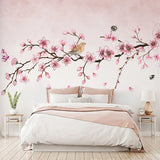 custom-mural-wallpaper-papier-peint-papel-de-parede-wall-decor-ideas-for-wallcovering-Self-Adhesive-Pink-flowers-butterflies-bird