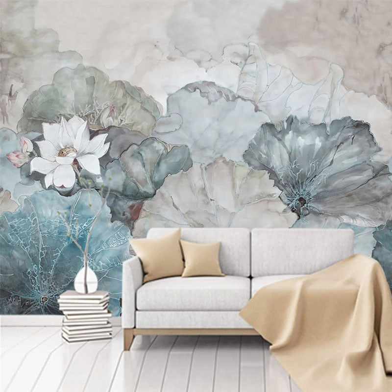 custom-mural-wallpaper-papier-peint-papel-de-parede-wall-decor-ideas-for-bedroom-living-room-dining-room-wallcovering-Chinese-Style-Hand-Painted-Lotus