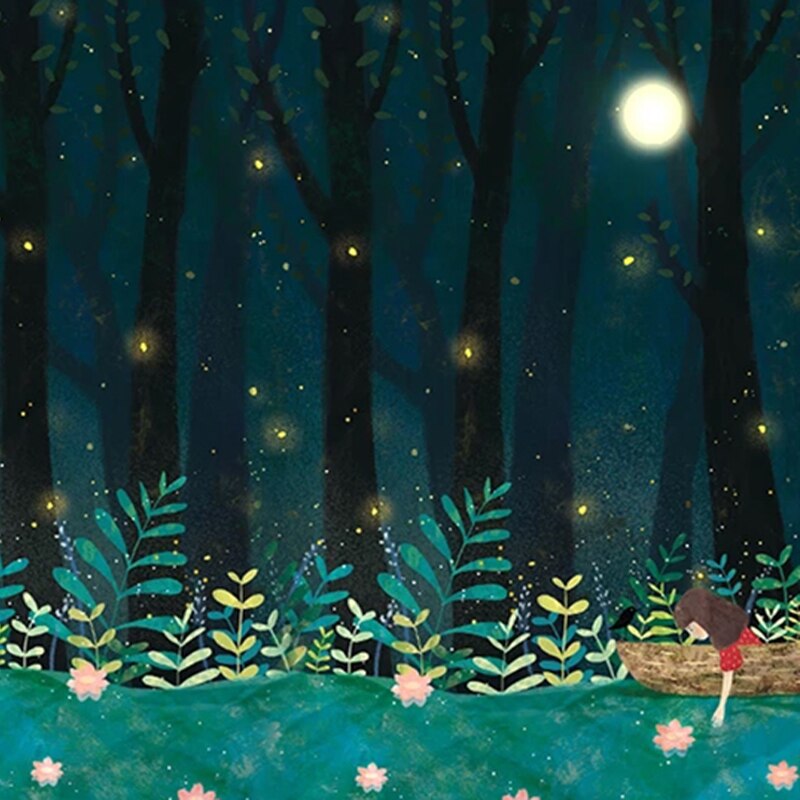 custom-3d-wallpaper-hand-painted-cartoon-forest-firefly-photo-mural-childrens-bedroom-background-wall-painting-papel-de-parede-papier-peint