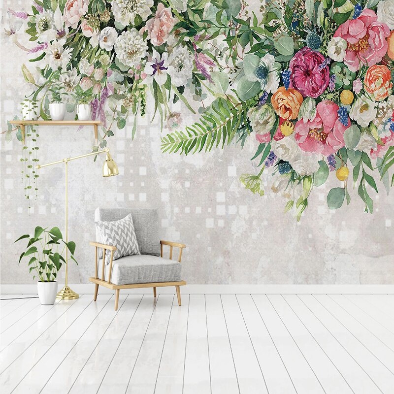 custom-3d-wallpaper-hand-painted-flowers-pastoral-style-mural-living-room-bedroom-romantic-decor-wall-painting-papel-de-parede-papier-peint