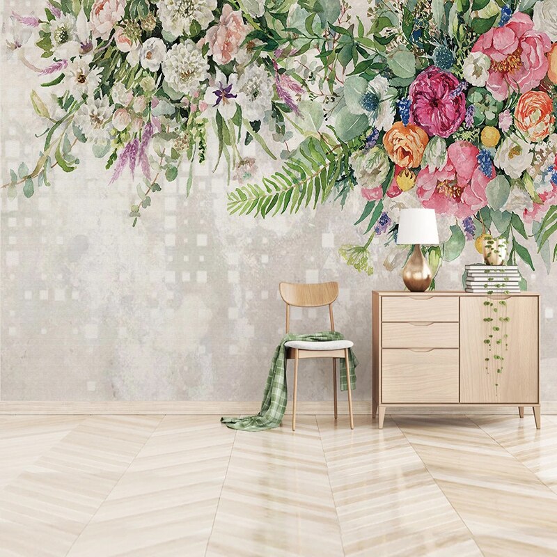 custom-3d-wallpaper-hand-painted-flowers-pastoral-style-mural-living-room-bedroom-romantic-decor-wall-painting-papel-de-parede-papier-peint