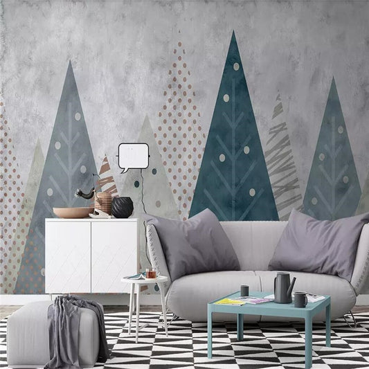 custom-wallpaper-mural-wall-covering-wall-decor-wall-decal-wall-sticker-nursery-decor-kids-room-children's-room-daycare-kindergarten-ideas-geometric-mountains