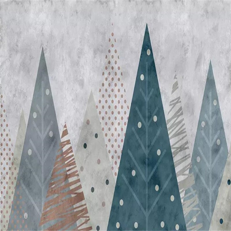 custom-wallpaper-mural-wall-covering-wall-decor-wall-decal-wall-sticker-nursery-decor-kids-room-children's-room-daycare-kindergarten-ideas-geometric-mountains