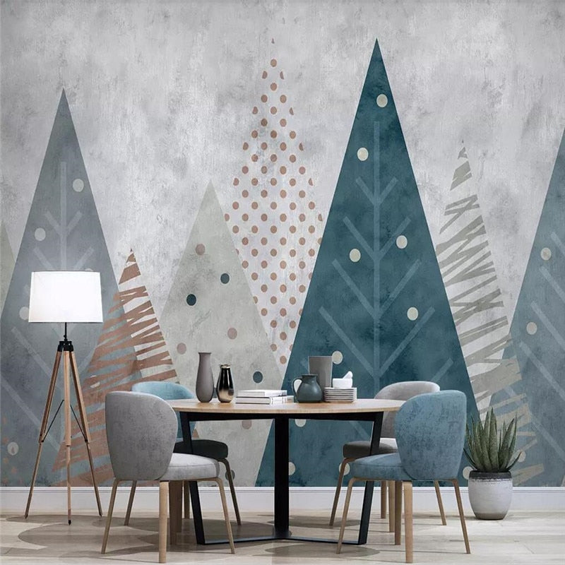 custom-wallpaper-mural-wall-covering-wall-decor-wall-decal-wall-sticker-nursery-decor-kids-room-children's-room-daycare-kindergarten-ideas-geometric-mountains
