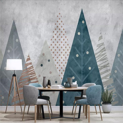 custom-wallpaper-mural-wall-covering-wall-decor-wall-decal-wall-sticker-nursery-decor-kids-room-children's-room-daycare-kindergarten-ideas-geometric-mountains