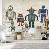 custom-3d-photo-wallpaper-mural-nordic-modern-minimalist-hand-painted-cartoon-robot-childrens-room-background-wall-papier-peint