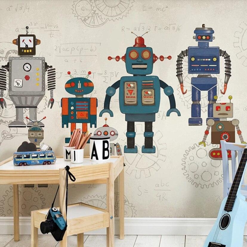 custom-3d-photo-wallpaper-mural-nordic-modern-minimalist-hand-painted-cartoon-robot-childrens-room-background-wall-papier-peint