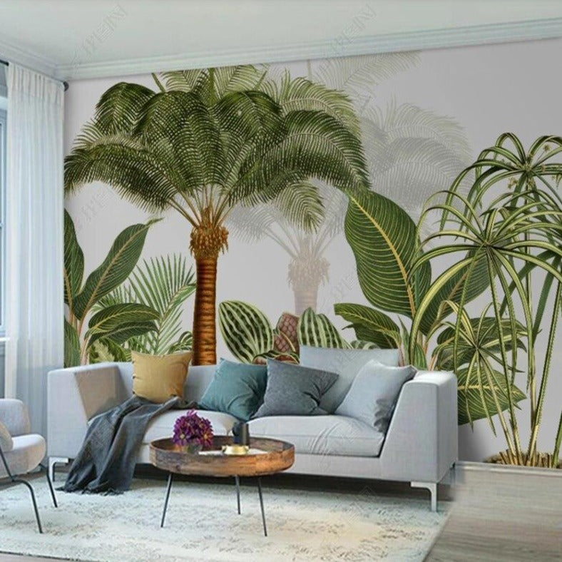 Custom Wallpaper Mural Hand-painted Tropical Plants | BVM Home