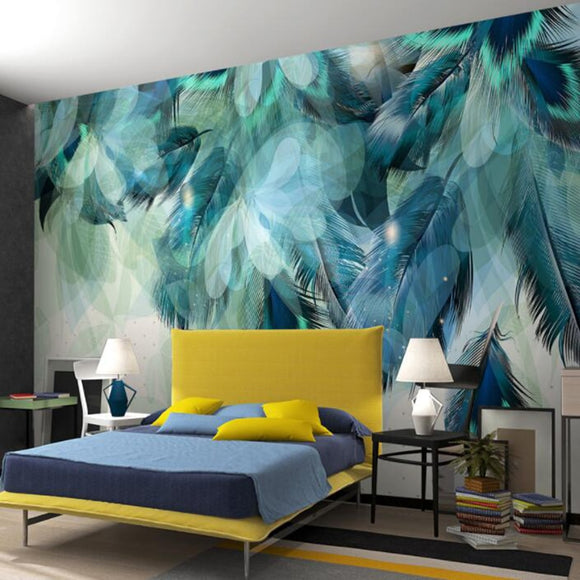 custom-any-size-3d-nordic-minimalism-blue-feather-mural-modern-abstract-art-wallpaper-wall-fresco-living-room-bedroom-wall-paper