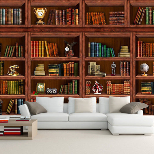 bookshelf-bookcase-library-wallpaper-vintage-retro-mural-wallcovering