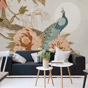 custom-mural-wallpaper-papier-peint-papel-de-parede-wall-decor-ideas-for-bedroom-living-room-dining-room-wallcovering-Chinese-Style-3D-Peony-Flowers-Peacock-Golden-Relief-Lines
