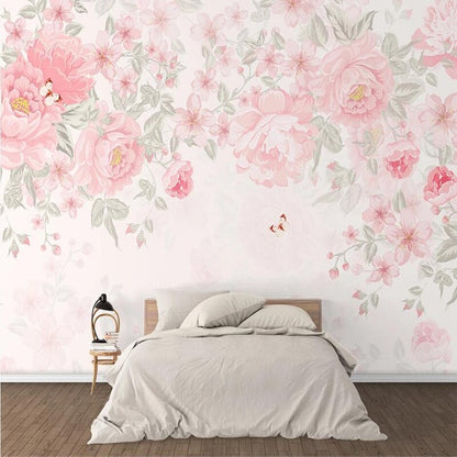 custom-mural-wallpaper-papier-peint-papel-de-parede-wall-decor-ideas-for-wallcovering-Self-Adhesive-Modern-Hand-Painted-Pink-Pastoral-Flowers