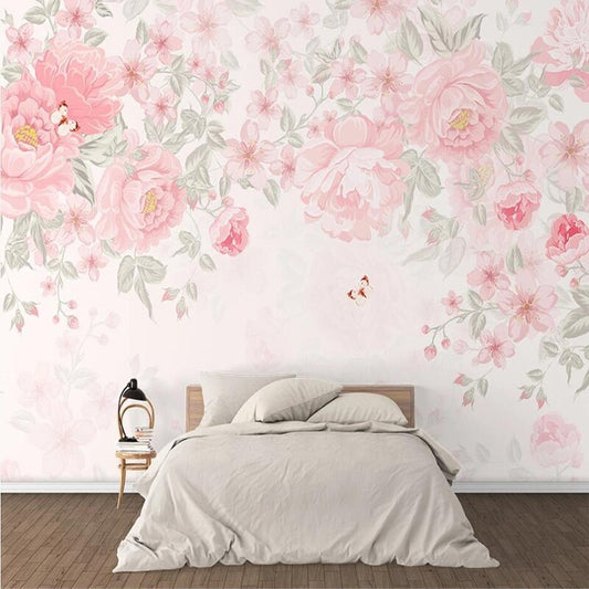 custom-mural-wallpaper-papier-peint-papel-de-parede-wall-decor-ideas-for-wallcovering-Self-Adhesive-Modern-Hand-Painted-Pink-Pastoral-Flowers