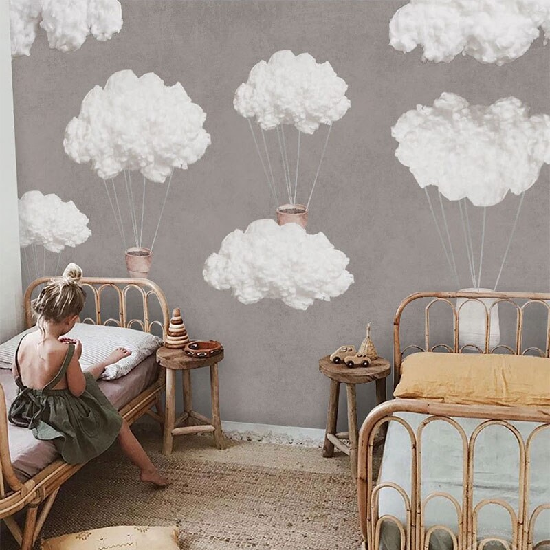 custom-mural-wallpaper-papier-peint-papel-de-parede-wall-decor-ideas-for-wallcovering-Modern-Hand-painted-Children-s-Room-Wallpaper-3D-Sky-Creative-Clouds