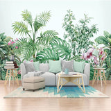 custom-mural-wallpaper-papier-peint-papel-de-parede-wall-decor-ideas-for-bedroom-living-room-dining-room-wallcovering-3D-Hand-Painted-Green-Plant-Leaves-Flowers-Banana-Leaf