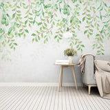 custom-mural-wallpaper-papier-peint-papel-de-parede-wall-decor-ideas-for-bedroom-living-room-dining-room-wallcovering-Hand-Painted-watercolor-pastoral-Green-Leaves