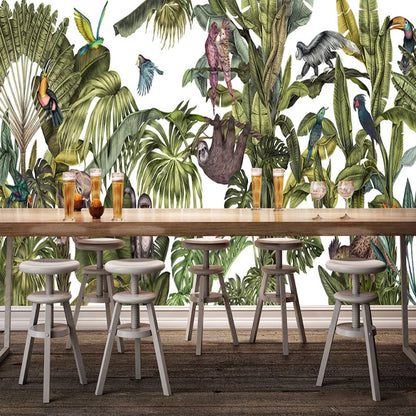 custom-mural-hand-painted-rainforest-parrot-banana-tree-animal-modern-art-wall-painting-wallpapers-for-living-room-restaurant-3d-papier-peint