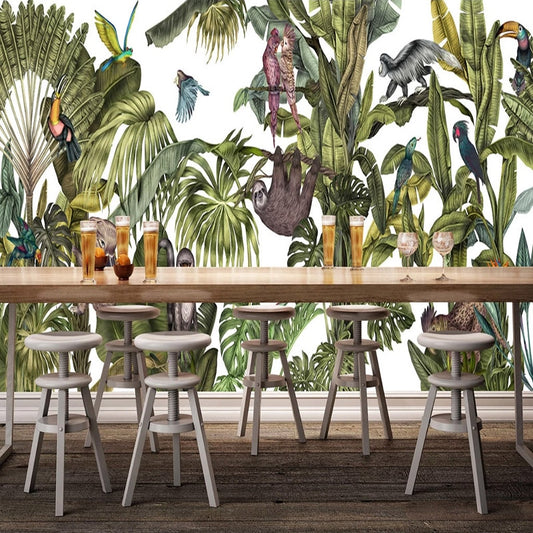 custom-mural-hand-painted-rainforest-parrot-banana-tree-animal-modern-art-wall-painting-wallpapers-for-living-room-restaurant-3d-papier-peint