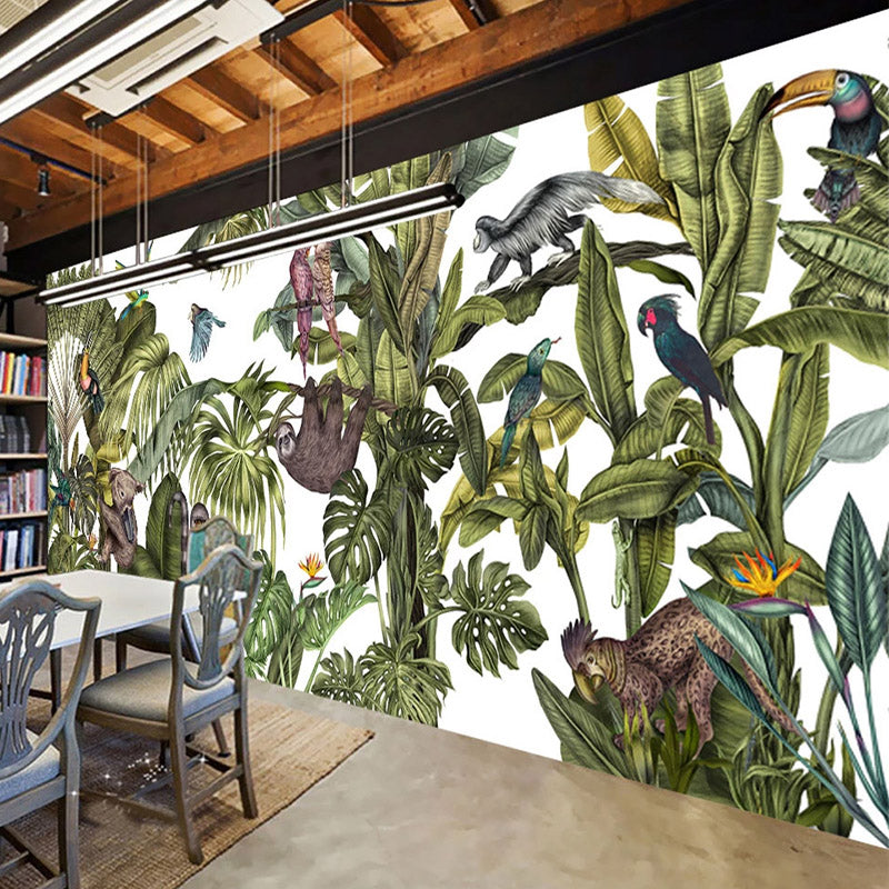 custom-mural-hand-painted-rainforest-parrot-banana-tree-animal-modern-art-wall-painting-wallpapers-for-living-room-restaurant-3d-papier-peint