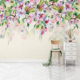 custom-mural-hand-painted-romantic-watercolor-pink-flower-green-leaf-photo-wall-papers-home-decor-living-room-bedroom-wallpaper-floral-papier-peint