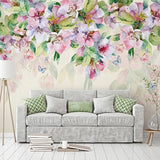 custom-mural-hand-painted-romantic-watercolor-pink-flower-green-leaf-photo-wall-papers-home-decor-living-room-bedroom-wallpaper-floral-papier-peint