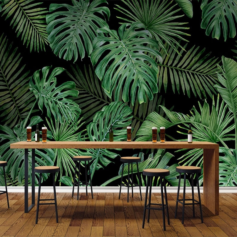 Custom Mural Wallpaper Tropical Plant Green Leaf | BVM Home