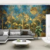 custom-mural-wall-painting-chinese-style-abstract-golden-forest-tree-bird-deer-photo-wallpaper-living-room-sofa-bedroom-wall-art