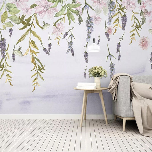 custom-mural-wallpaper-papier-peint-papel-de-parede-wall-decor-ideas-for-bedroom-living-room-dining-room-wallcovering-flowers-floral-pastoral-green-leaf