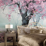 custom-mural-wallpaper-papier-peint-papel-de-parede-wall-decor-ideas-for-bedroom-living-room-dining-room-wallcovering-3D-embossed-oil-painting-pink-flower-trees