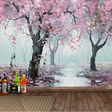 custom-mural-wallpaper-papier-peint-papel-de-parede-wall-decor-ideas-for-bedroom-living-room-dining-room-wallcovering-3D-embossed-oil-painting-pink-flower-trees