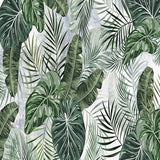 custom-mural-wallpaper-papier-peint-papel-de-parede-wall-decor-ideas-for-bedroom-living-room-dining-room-wallcovering-3D-Hand-Drawn-Tropical-Plants-green-Leaves