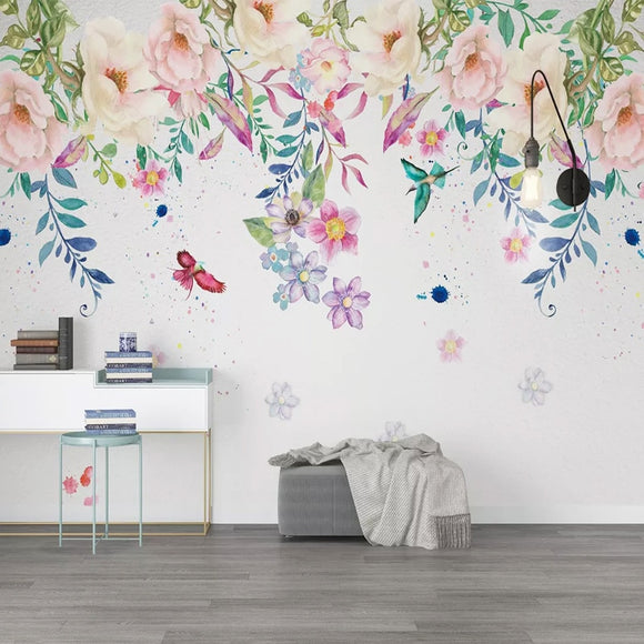 custom-mural-wallpaper-papier-peint-papel-de-parede-wall-decor-ideas-for-bedroom-dining-room-wallcovering-Hand-Painted-Flowers-Wall-Painting-Living-Room-Kids-Bedroom
