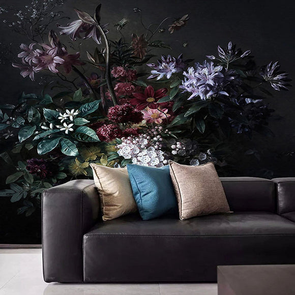 custom-mural-wallpaper-3d-lily-flower-black-background-wall-painting-living-room-bedroom-retro-frescoes-papel-de-parede-sala-3-d