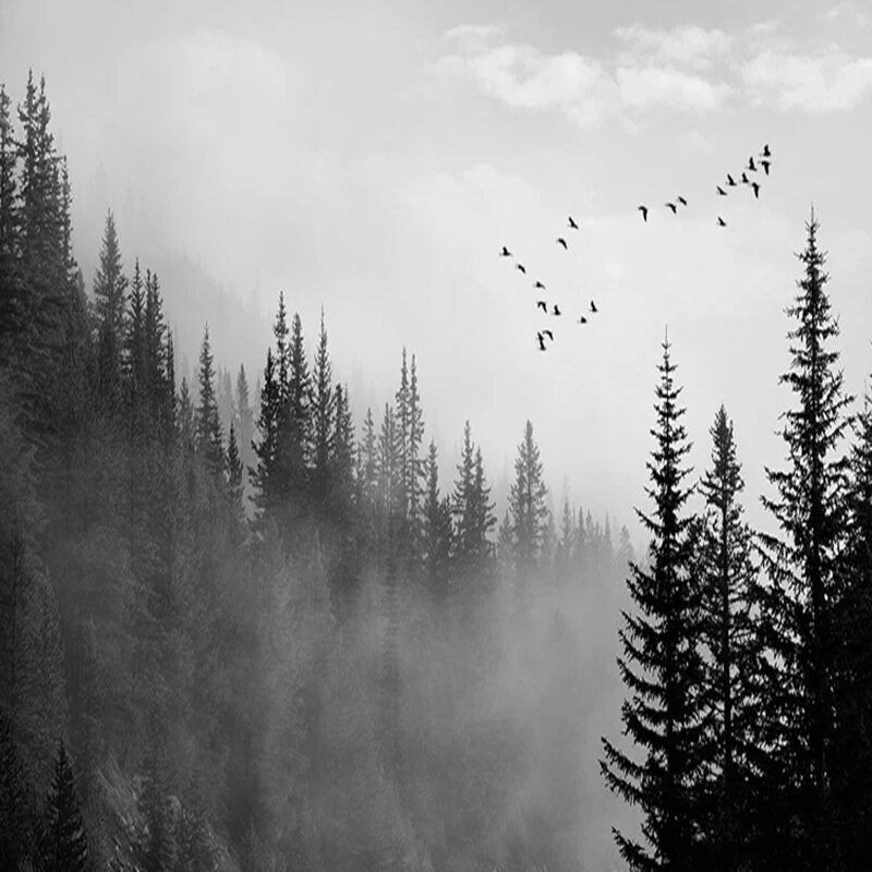 custom-mural-wallpaper-papier-peint-papel-de-parede-wall-decor-ideas-for-bedroom-living-room-dining-room-wallcovering-3D-Misty-Bird-Forest