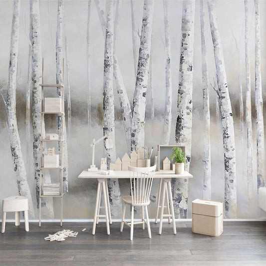 custom-mural-wallpaper-papier-peint-papel-de-parede-wall-decor-ideas-for-wallcovering-Birch-Forest-Oil-Painting-Fresco