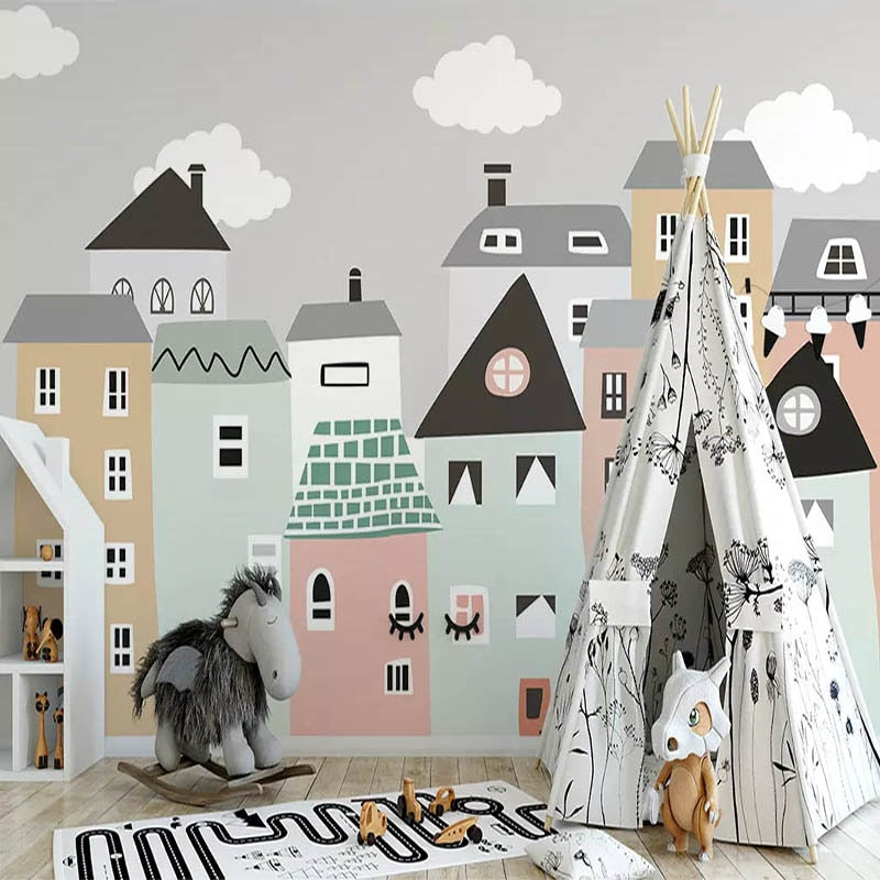custom-mural-wallpaper-for-kids-room-hand-painted-small-house-children-room-bedroom-decorative-wallpaper-murals-papel-de-parede
